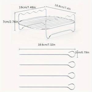 TEMU 스테인리스 스틸 꼬치 그릴, 사각 에어프라이어 랙, 찜 랙, 야외 바베큐 그릴