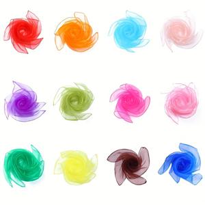 TEMU 12개의 단색 손수건, 다양한 공연 댄스를 위한 작은 손수건, 캔디색 다기능 스카프, 작은 사각형 댄스 스카프.