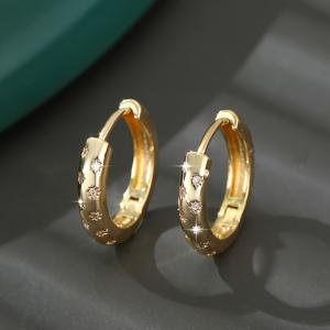 TEMU 고급스러운 구리 상감 지르코니아 별 기하학적 원형 귀걸이 한 쌍, 반짝이는 태양 디자인, 또는 엄마를 위한 휴일 및 데이트 선물로 완벽