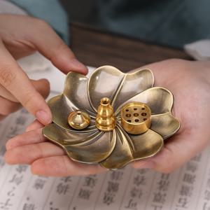 TEMU 4개 세트 연꽃과 벚꽃 향로, 홈 인테리어용 휴대용 호리병 물방울 구멍 향로