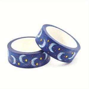 TEMU 마법의 달과 별 와시 테이프, 15mm x 10m - 공예 및 사무용 장식용 접착 테이프