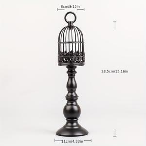 TEMU 블랙 빈티지 새장 촛대 홀더 장식, 크리스마스 벽난로, 생일 파티 테이블 센터피스 소품 ZT3095-M