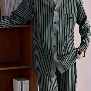 TEMU 구진 브랜드 +7% 할인 가격 비교 남성 파자마 봄/가을 긴팔 긴바지 캐주얼 심플 럭셔리 세트