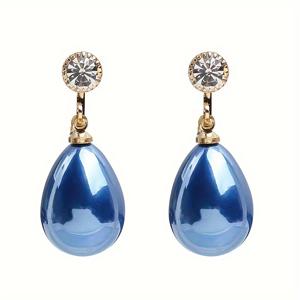 TEMU 빈티지 우아한 눈물 방울 모조 진주 클립온 귀걸이 여성용 - 14K 금 도금, 수지 모자이크, 합금 베이스, 구리 귀 바늘, 피어싱 불필요, 11월 탄생석, 파티 및 휴가, 발렌타인 데이 선물 - 1 켤레|피어싱|탄생석