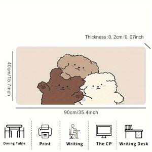TEMU 귀여운 곰 가족 대형 게임 마우스 패드, 미끄럼 방지 고무 바닥 - 오피스, 학교, 청소년, 선물용 스티치 가장자리 데스크 매트 - 장식용 컴퓨터 키보드 및 마우스패드 - 내구성, 배터리 불필요