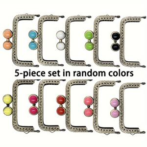 TEMU 랜덤 컬러 5개입 DIY 핸드메이드 금속 가방 프레임 - 눈알 모양 스냅 잠금장치, 여성용 핸드백, 지갑, 파우치 호환 - 내구성 강화 & 쉬운 조립 공예 프레임, DIY 지갑 만들기