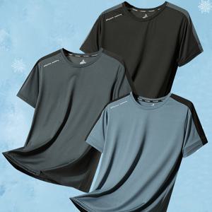 TEMU 3개 세트, 라운드넥 프린트 티셔츠, 남성용 캐주얼 스포츠 반팔, 통기성 좋은 신축성 있는 셔츠, 여름철 착용에 적합|반팔티