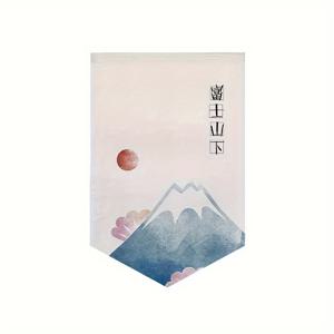 TEMU 전통적인 일본 노렌 린넨 블렌드 출입구 커튼 - 자카드 직조 태피스트리, 풍부한 고양이 후지산 디자인, 쉽게 닦아 낼 수 있음, 다양한 방 유형에 대한 헤딩 테이프 포함 - 도시 스타일 장식