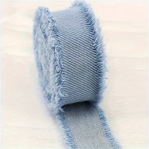 TEMU 빈티지 스타일 데님 리본 트림, 폭 0.16인치 x 길이 5.1피트, 더블 태슬 가장자리 - DIY 공예, 의류, 가방 및 선물 포장용 다용도 장식용 패브릭 테이프