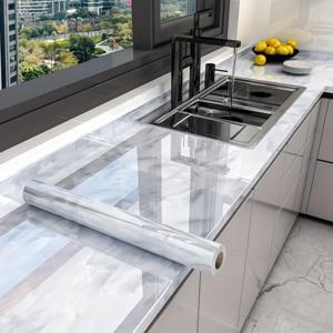 TEMU 대리석 주방 스티커 롤, 고온 내성 알루미늄 호일 데칼, 카운터탑 및 캐비닛 도어용 – 자체 접착 벽 타일 랩, 쉽게 붙이고 떼는 디자인