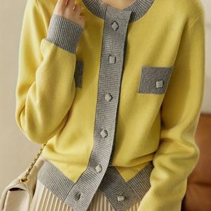 TEMU 새로운 대비 컬러 다용도 라운드넥 두꺼운 커뮤터 루즈핏 따뜻한 가디건|가디건