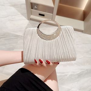 TEMU 우아한 금색 리본 액센트 클러치 - 웨딩, 파티, 정장 행사용으로 빛나는 라인스톤 장식이 있는 심야 지갑, 폴리에스터 안감, 자석 잠금, 정장 행사용 액세서리|리본 액센트 클러치|자석 잠금 지갑