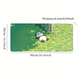 TEMU 귀여운 판다 테마 마우스 패드 (녹색), 크기 35.4X15.7인치, 사무실 또는 가정용으로 완벽합니다. 미끄럼 방지 고무 베이스가 특징이며, 여성에게 이상적인 크리스마스 선물입니다.