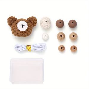 TEMU 가방 참용을 위한 수제 코바늘 베어 헤드 키트 10개 세트 (비즈 및 실리콘 너도밤나무 비즈 포함)