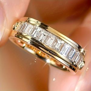 TEMU READKISS 여성용 이터널 링 - 스퀘어 합성 큐빅 지르코니아 주얼리 KC 골드 도금, 4월 탄생석 선물, 일상 및 파티 착용용 내구성 있는 합성 돌 반지