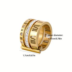 TEMU 스타일리시 빈티지 개성 304 스테인리스 스틸 컬러 믹스 트리플 링 로마 숫자 남성 파티 액세서리