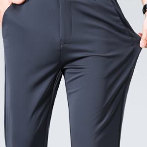 TEMU 남성 캐주얼 긴 바지, 비즈니스 슬랙스, 루즈핏, 다용도 레그 팬츠, 아빠, 직장인에게 적합, 신축성 있는 포멀 원단으로 제작