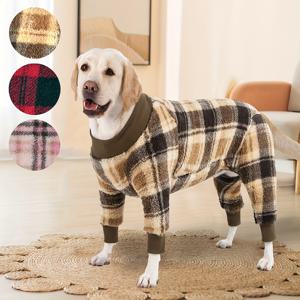 TEMU 라브라도, 로트바일러, 비글 등 중대형견을 위해 디자인된 부드럽고 따뜻한 플러시 소재 세트. 클래식한 체크 패턴과 겨울철 착용을 위한 탄성으로 구성되어 있습니다.