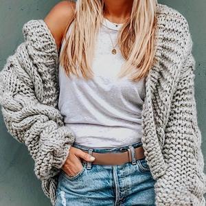TEMU 여성용 청키 가디건 자켓 - 오픈 프론트 후드 스웨터 코트, 논스트레치 원단, 루즈핏 긴팔 겨울 스웨터 - 일상 및 포멀룩 데일리 웨어