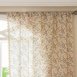 TEMU 1Ps 파스톨 프레쉬 플로럴 프린트 커튼, 2D 플랫 프린팅, 일본 스타일 스위트 숏 주방 커튼 (태슬 장식), 컨트리 코티지 및 홈 데코에 적합, 침실, 거실, 베이 윈도우, 발코니, 테라스, 서재 등에 적합