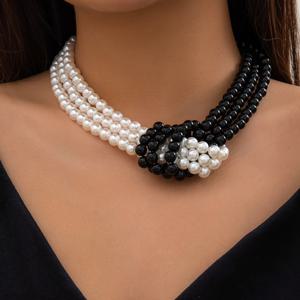 TEMU 1개 여성용 패셔너블 인조 진주 목걸이, 봄 여름 빈티지 매듭 멀티레이어 시뮬레이션 인조 진주 여성 비즈 목걸이, 데일리 웨어 여행용 및 좋은 친구를 위한 선물로 적합