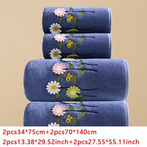 TEMU 4개 세트 2개 34*75Cm+2개 70*140Cm 산호 양털 만화 벌 부드럽고 편안한 흡수성 보풀 방지 샴푸 타월 핸드 타월 가정용 세면 타월 목욕 타월 2개 34*75Cm 및 목욕 타월 2개 70*140Cm, 연인들을 위한 선물, 워시 클로스
