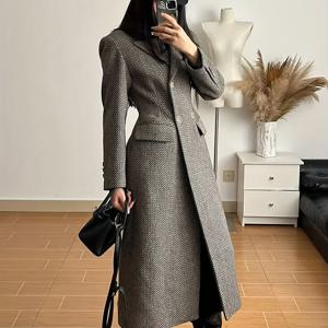 TEMU 우아한 더블브레스트 롱 트렌치 코트