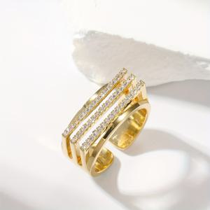 TEMU 패셔너블 다용도 구리 합성 지르코니아 트리플 로우 링 18k 골드 도금 빈티지 여성 조절 가능한 검지 반지 주얼리