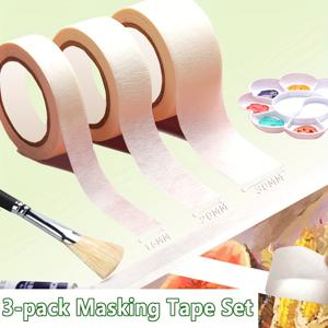TEMU 수채화, 드래프팅, 스크랩북 및 공예에 적합한 마스킹 테이프 3롤 세트입니다. 이 테이프는 무산성이며 다양한 폭(0.6