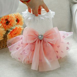 TEMU 애완동물용 푹신한 핑크 공주 드레스 - 귀여운 봄/가을 의상, 소형견 및 고양이용, 테디, 비숑, 폼페라니안 강아지에게 적합