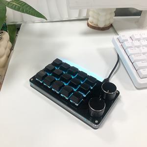 TEMU 프로그래밍 가능한 매크로, RGB 백라이트, 핫 스왑 키 및 볼륨 노브가 있는 인체공학적 15키 미니 키보드 - 왼손/오른손 사용을 위한 유선 USB 메카닉 게이밍 키보드|키캡|키캡