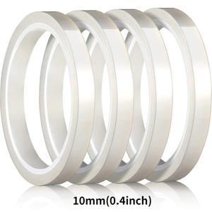 TEMU 수축 전사, 투명 열 프레스 테이프, 수축 전사 및 고온 응용에 적합한 108피트 내열 테이프 4롤 세트. 다양한 폭(5mm, 10mm, 15mm, 20mm)의 전자 제품, 회로 기판 인쇄 및 비닐에 이상적입니다.