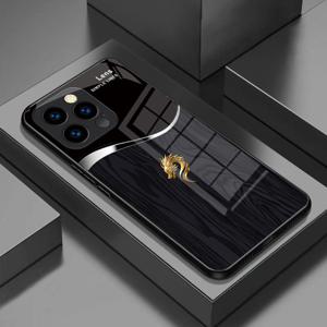 TEMU 아이폰 16 15 14 13 12 11 프로 맥스 플러스용 드래곤 헤드 무늬 디자인 강화유리 케이스, 심플하고 우아한 스타일