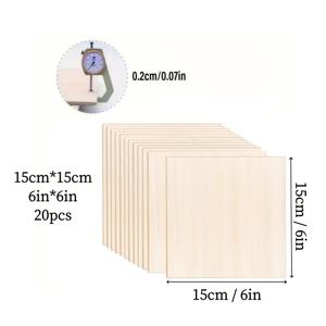 TEMU 20/15/10장 포플러 자작 나무 합판 15*15Cm/6*6In 공예 목재 DIY 프로젝트, 페인팅, 스케치, 레이저, 목각, 우드 버닝 및 CNC 절단 매끄러운 표면 정사각형 목재 보드 레이저 절단, 우드 버닝, 건축 모델, 염색을 위한 목재 보드