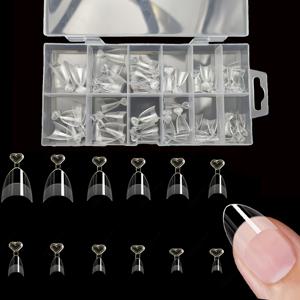 TEMU 120/240개 반커버 Xxs 아몬드 모양 젤 네일 팁 12가지 사이즈 투명 인조 손톱 짧은 아몬드 네일 팁 손톱 인조 손톱 젤 네일 팁 아크릴 네일 연장용|네일팁
