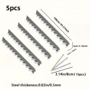 TEMU 설치가 쉬운 5미터 정원 경계 키트, 스테인리스 스틸 잔디와 돌 분리 스트립, 무료 커넥터 및 미터당 3개의 못 포함, 타일링 불필요, 내구성 및 유지보수 없는 조경 침대 및 식물 구역 경계 - 정원의 아름다움을 손쉽게 높여보세요
