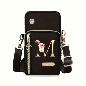 TEMU 미니 크로스바디 지갑 - 지퍼 잠금 & 신용카드 홀더, 탈착식 스트랩 (조절 가능한 나일론 손목끈), 휴대폰/사이드빗 카드용 사각 포켓 - 대학, 여행, 일상 사용에 적합 - 선물용으로 이상적 (폴리에스터)