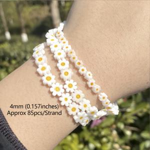 TEMU 2D 플랫, 비즈 & 비즈 어소트먼트 천연석 컬러 유약 작은 데이지 플랫 비즈 바느질 주얼리 만들기 DIY 팔찌 액세서리 15'' 4/6/8mm