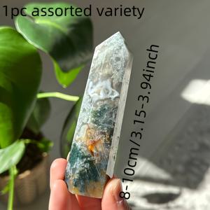 TEMU 천연 이끼 마노 - 홈 & 오피스 장식용 그린 보석 타워 완드, 완벽한 생일 또는 휴일 선물, 마노, , 홈 , 광물 표본