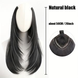 TEMU 여성용 고온 섬유 합성 가발, 헤어핀 포함, 매끄럽고 곧은 헤어, 볼륨 업|머리핀