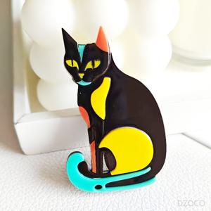 TEMU 세련된 핸드메이드 아크릴, 빈티지 스타일 아크릴 브로치, 넓은 얼굴을 가진 고양이 애완동물 애호가를 위한 우아한 패션 액세서리, 스카프 및 재킷에 완벽