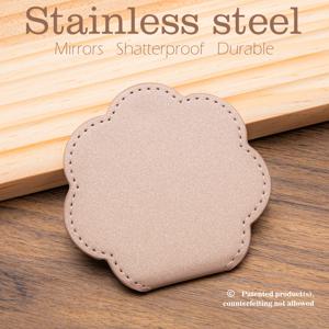 TEMU 1pc 꽃 모양 스테인레스 스틸 접이식 화장품 거울, 만화 테마, 광택 마감, 접이식 드레스 마운트, 향수 없음, 엄마, 할머니, 딸, 자매, 친구를 위한 이상적인 선물 - 휴일, 생일, 결혼식, 어머니의 날, 데이에 완벽