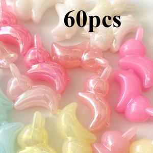 TEMU 60개 22×14mm 혼합 색상 토끼 모양 장식 비즈 아크릴 젤리 컬러 귀여운 토끼 루즈 비즈 DIY 모바일 폰 체인 가방 펜던트 키체인 액세서리 재료