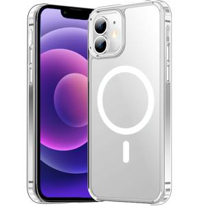 TEMU 아이폰 12 클리어 매그네틱 케이스, 충격 방지 보호, 노란변 방지 슬림핏 보호 케이스, 12 Pro Max 무선 충전 지원