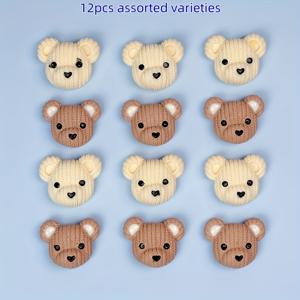 TEMU 12개 곰돌이 머리 레진 비즈 - 주얼리, 목걸이, 팔찌, 귀걸이, 키체인 제작에 완벽, 공예, 주얼리 제작 - 다양한 스타일의 주얼리 제작 부자재 및 장식, 장식 비즈, 비즈 모음