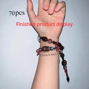TEMU 70개 다크 고딕 스타일 비정형 혼합 구슬—와이어 한 권 포함, 팔찌, 목걸이, 휴대폰 고리 4-5개 제작 가능, DIY 구슬 공예 재료