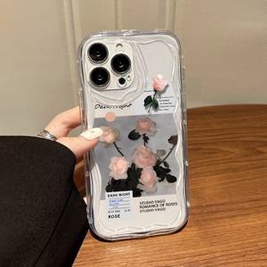 TEMU 트렌디한 분홍 장미 디자인의 새로운 내충격 휴대전화 케이스로, iPhone 모델 16, 15, 14, 13, 12, 11 Plus, Pro Max, XS, XR, Mini, 7, 8, SE2, SE3 및 PL1과 호환됩니다.