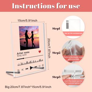 TEMU [2D 플랫] 개인 맞춤 아크릴 뮤직 플레이어 명판 - 당신이 좋아하는 노래와 사진으로 맞춤 제작하세요. 음악 애호가를 위한 완벽한 선물이며, 거실, 사무실 책상 또는 침실 장식에 적합합니다. 기념일, 결혼식에 이상적입니다.