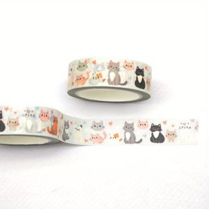 TEMU 1pc WhimsyCrafts 15mm x 10m 고양이 애호가 하트 패턴 와시 테이프, 스크랩북, DIY 공예, 문구, 선물 포장용 비수면용 종이 접착 테이프 - 나무 표면 친화적