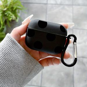 TEMU 스타일리시하고 창의적인 모든 것을 포함하는 충격 방지 블랙 레귤러 서클 패턴 헤드폰 케이스, Apple AirPods 1/2, AirPods 3, AirPods Pro, AirPods Pro (2세대) DJ1 가족, 연인, 친구를 위한 선물